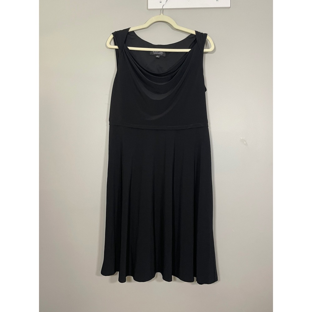Black Label by Evan-Picone Dress Women 14 Black Excellent Cowl Neck Sleeveless